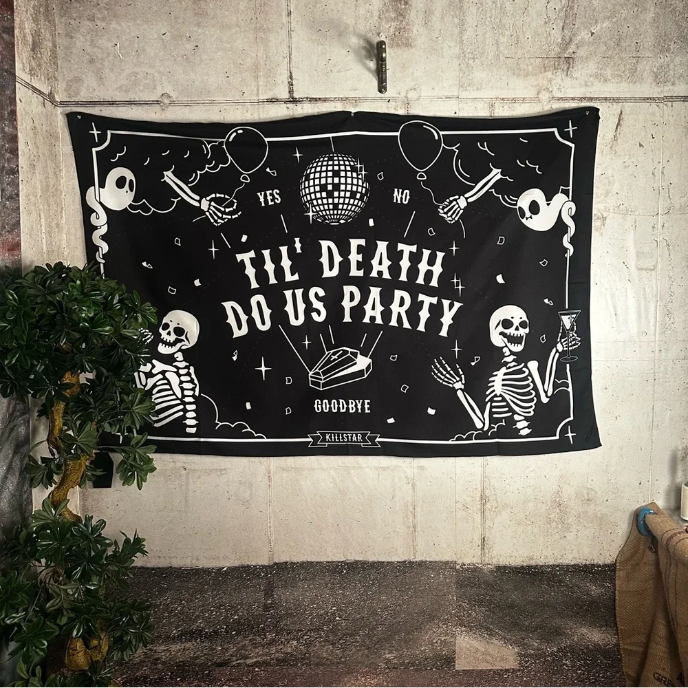 Killstar dancing skeleton Halloween party decor wall tapestry